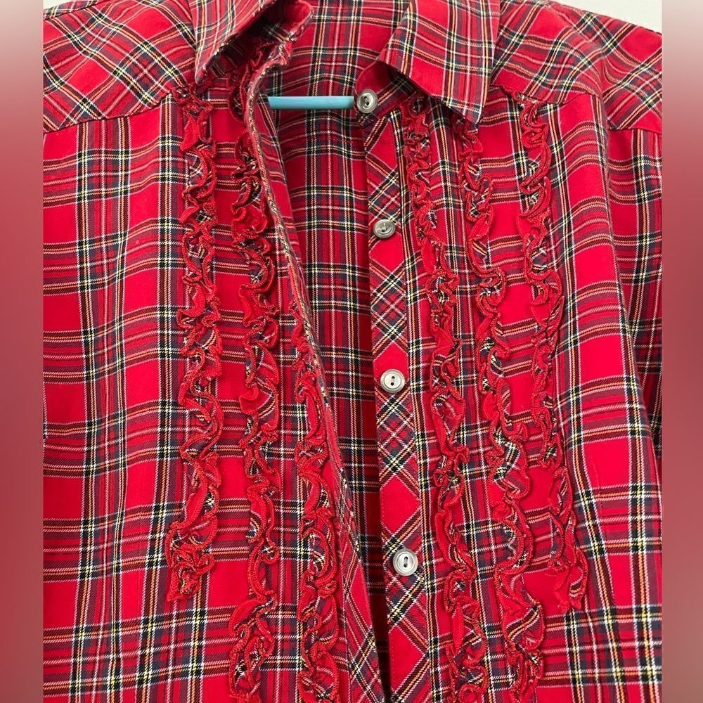 Pendleton Plaid Ruffle Button Up - image 3